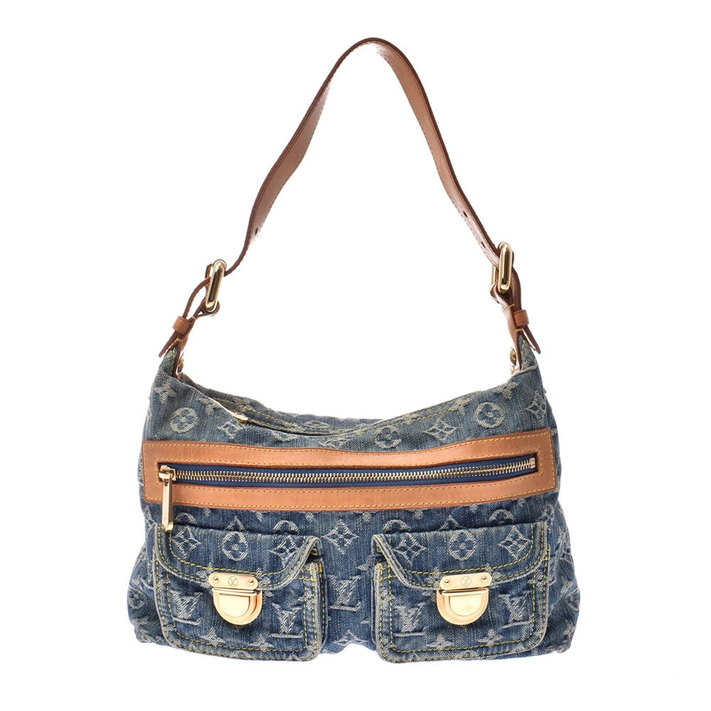LOUIS VUITTON Monogram Denim Baggy Blue Shoulder Bag C
